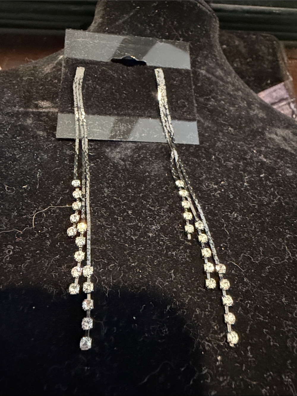 Crystal Drop Dangle Earrings - Silver Tone